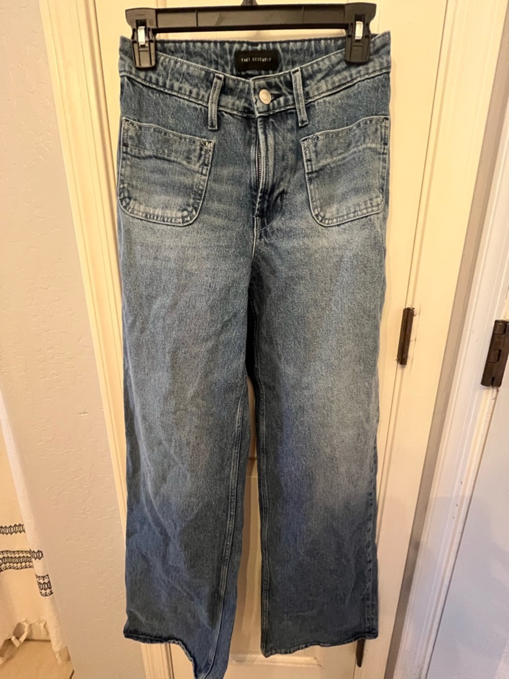 High-Rise Women’s Trouser Style Wide Leg Jeans in Light Blue